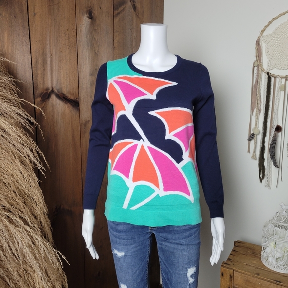 NWT Crown & Ivory Abstract Umbrella Knit Sweater - Picture 2 of 12